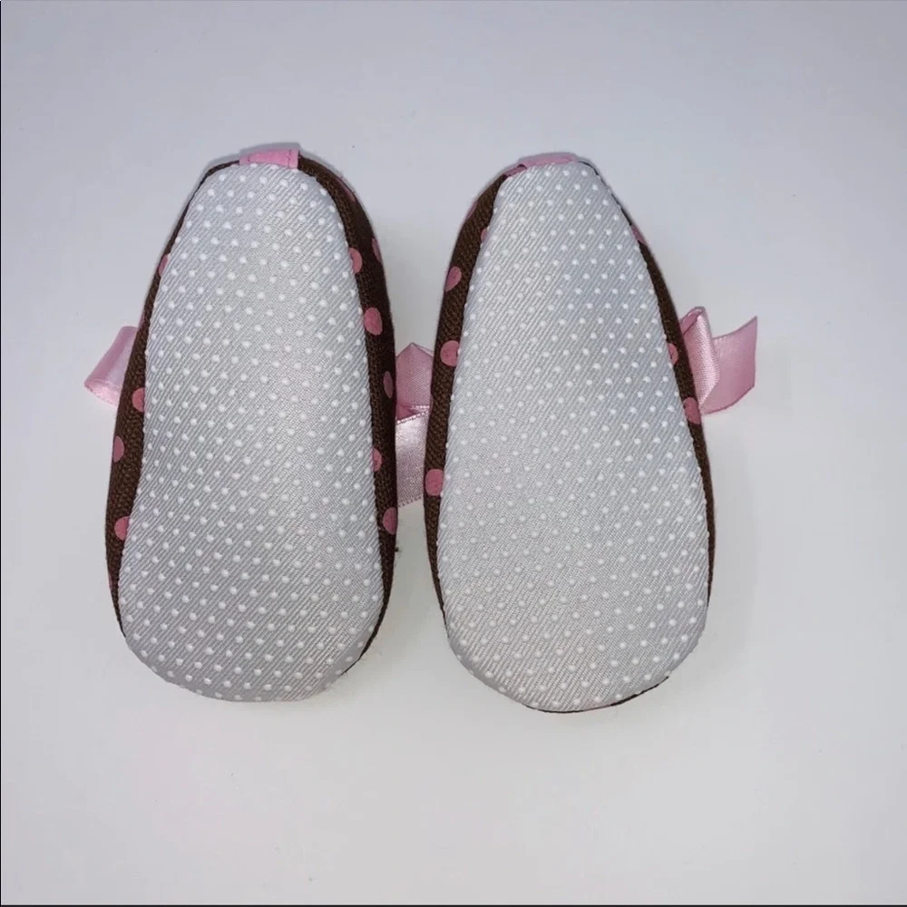 NEW Baby Girl Brown and Pink Polka Dot Shoes